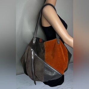 Innue Patchwork Italian Leather Hobo‎ Tote Suede & Leather Shoulder Bag